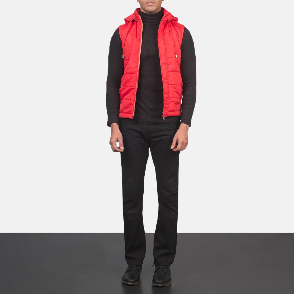 Men's Fuston Red Hooded Puffer Vest