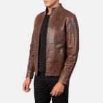 Men's Alex Brown Leather Biker Jacket