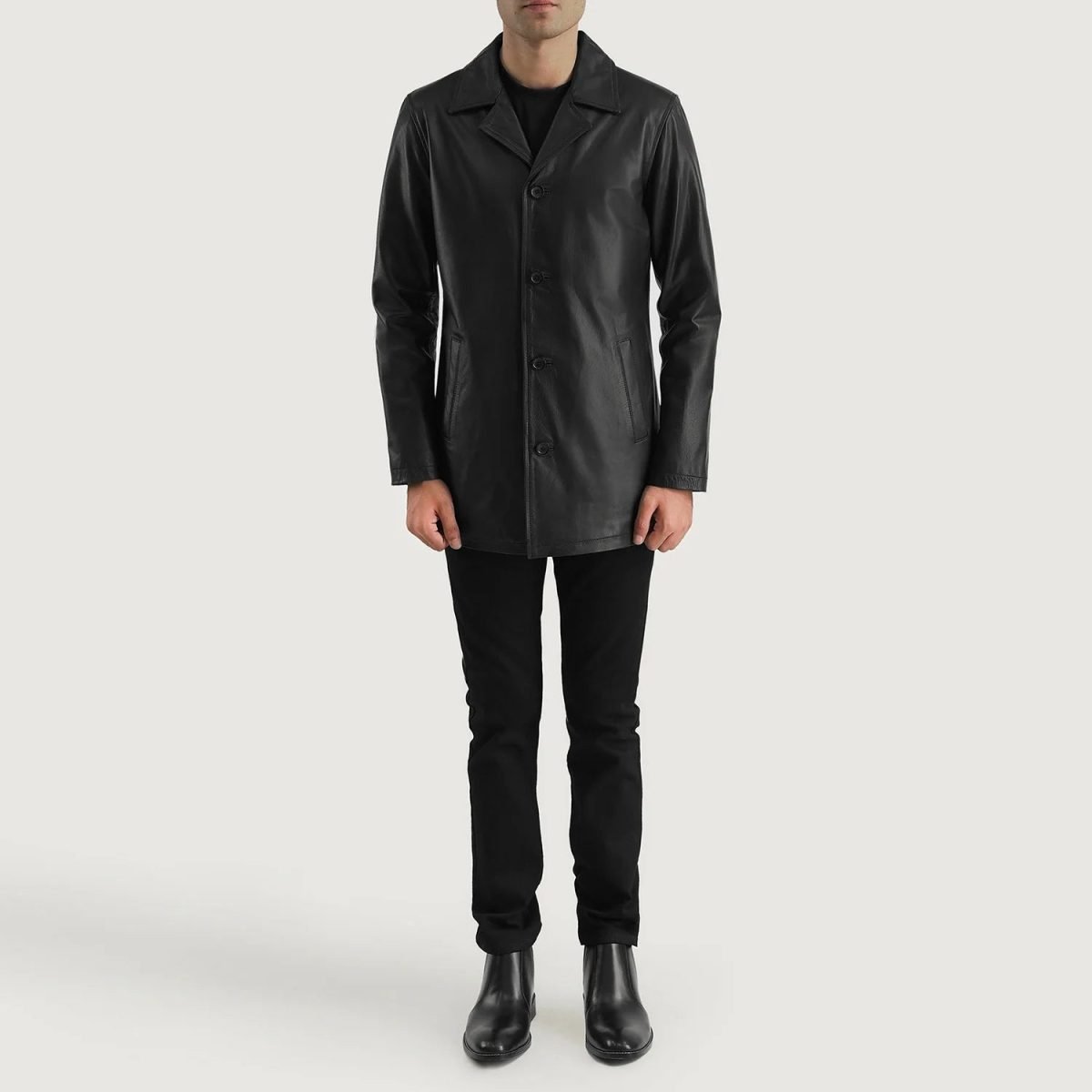 Men's Urban Slate Black Real Leather Blazer