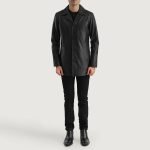 Men's Urban Slate Black Real Leather Blazer