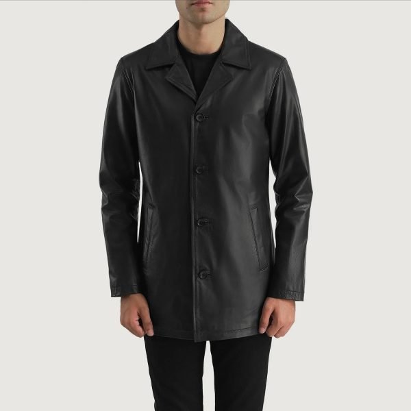 Men's Urban Slate Black Real Leather Blazer