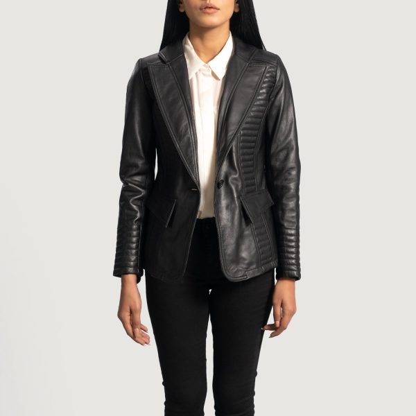 Women's Selina Black Leather Blazer Jacket