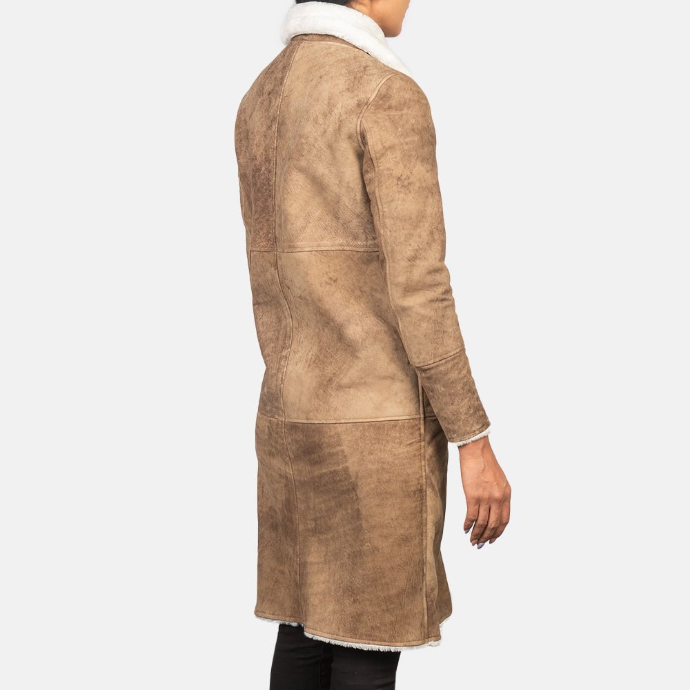 Women's Alina Shearling Brown Leather Coat